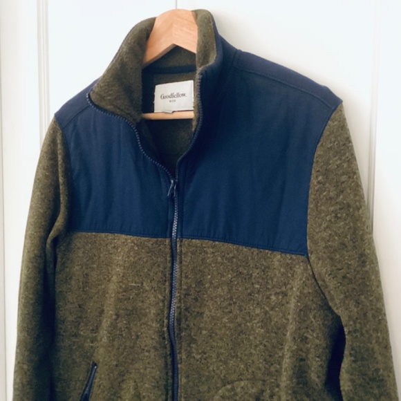 Goodfellow Co Mens Forest Green Navy Blue Zip-Up Warm Fleece Jacket Size M - Picture 5 of 11